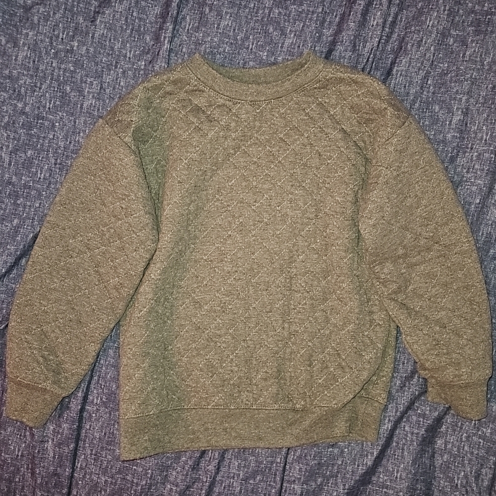 Boys Quilted Tan Crewneck Sweater